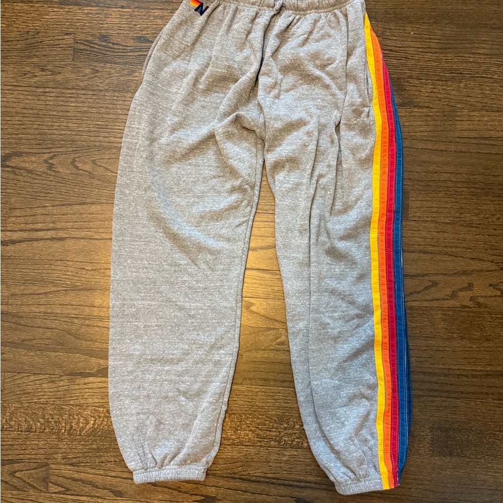 Aviator Nation Heather Gray Joggers with Classic 5 Stripe Detail